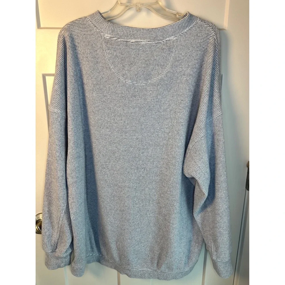 Aerie Mens Grey Waffle Knit Crewneck‎ Oversized Pullover Sweater XL RN54485